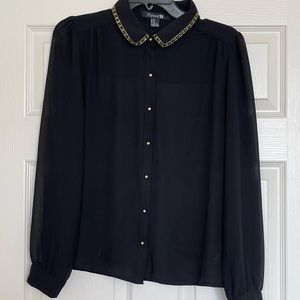 Forever 21 sheer black long sleeve top